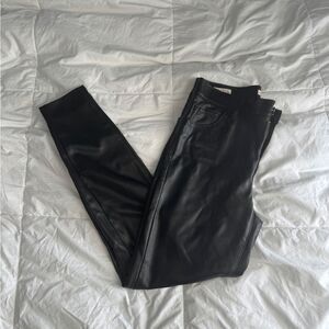 Levi’s 720 High Rise Super Skinny Faux Leather Pants Size 25 Black Fleece Lined